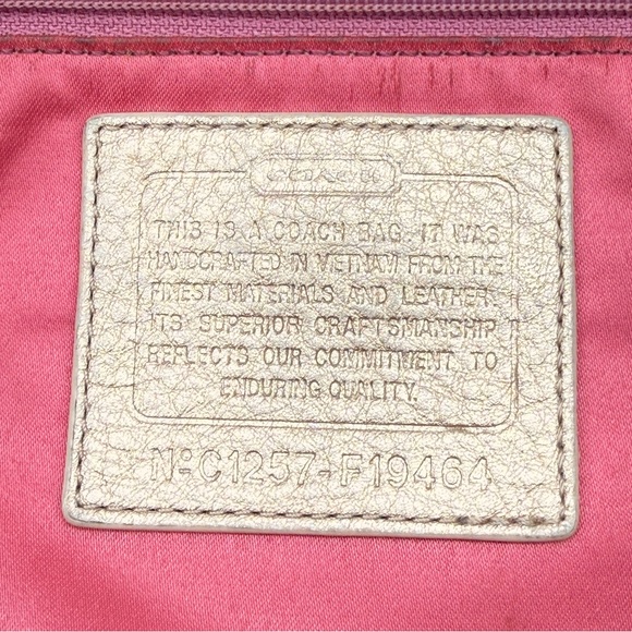 Coach Signature Multi-Color Satin Tote Bag with Metallic Gold Trim Shoulder Bag - Picture 12 of 16